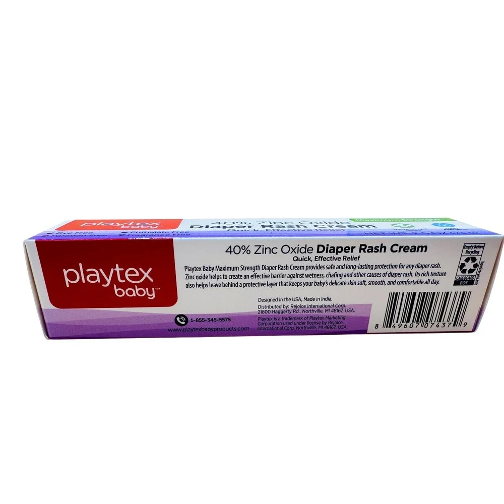 Playtex Baby Maximum Strength Diaper Rash Cream 40% Zinc Oxide 2.5oz 71g New
